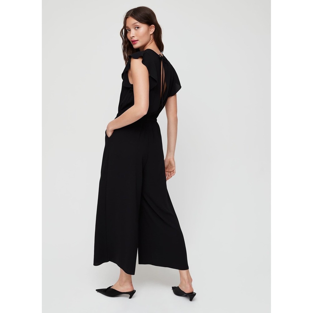 Wilfred Fleurette Ruffle Wide Leg Jumpsuit Black Japanese Crepe Size‎ Small - Picture 3 of 11